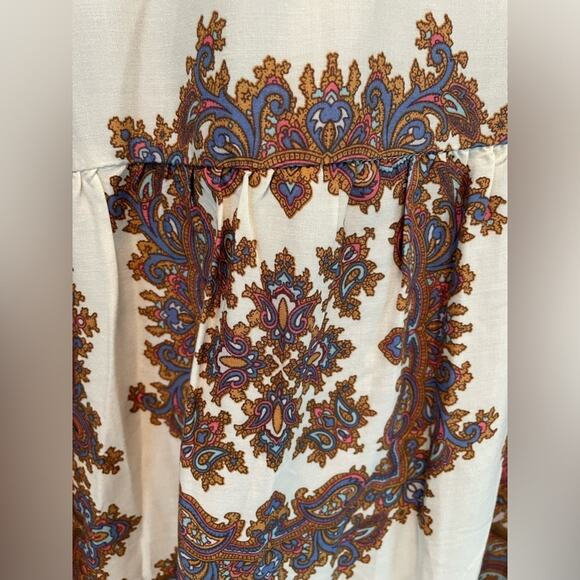 Umgee Paisley Boho Long Sleeve Tie Neck Tunic Dress size Small - Picture 6 of 7